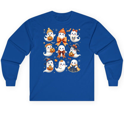 Cute Kawaii Ghosts Collection cute Halloween ghosts Long Sleeve Tee Royal product mockup