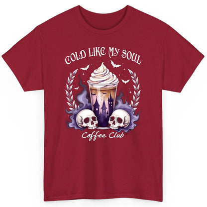 Cold Like My Soul Coffee Club gothic iced coffee T-Shirt Cardinal Red product mockup