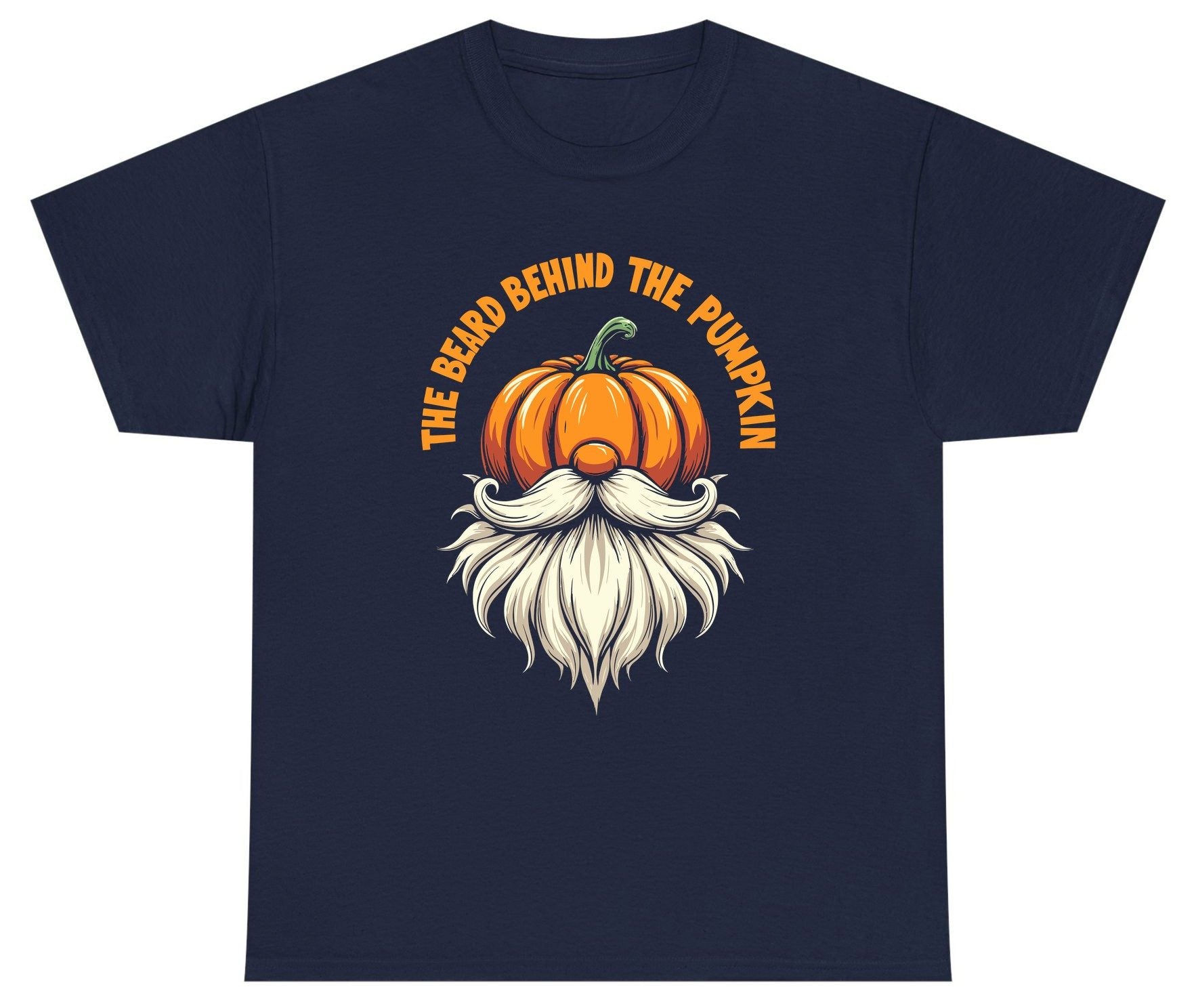 The Beard Behind the Pumpkin Halloween gnome Youth T-Shirt Navy product mockup