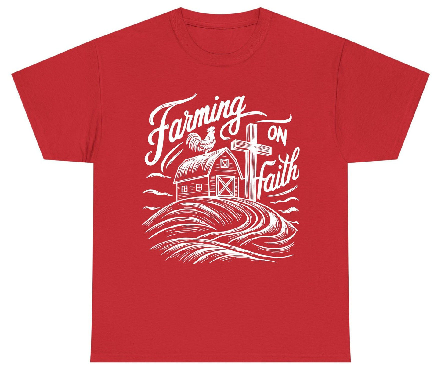 Farming on Faith christian farming Youth T-Shirt Red product mockup