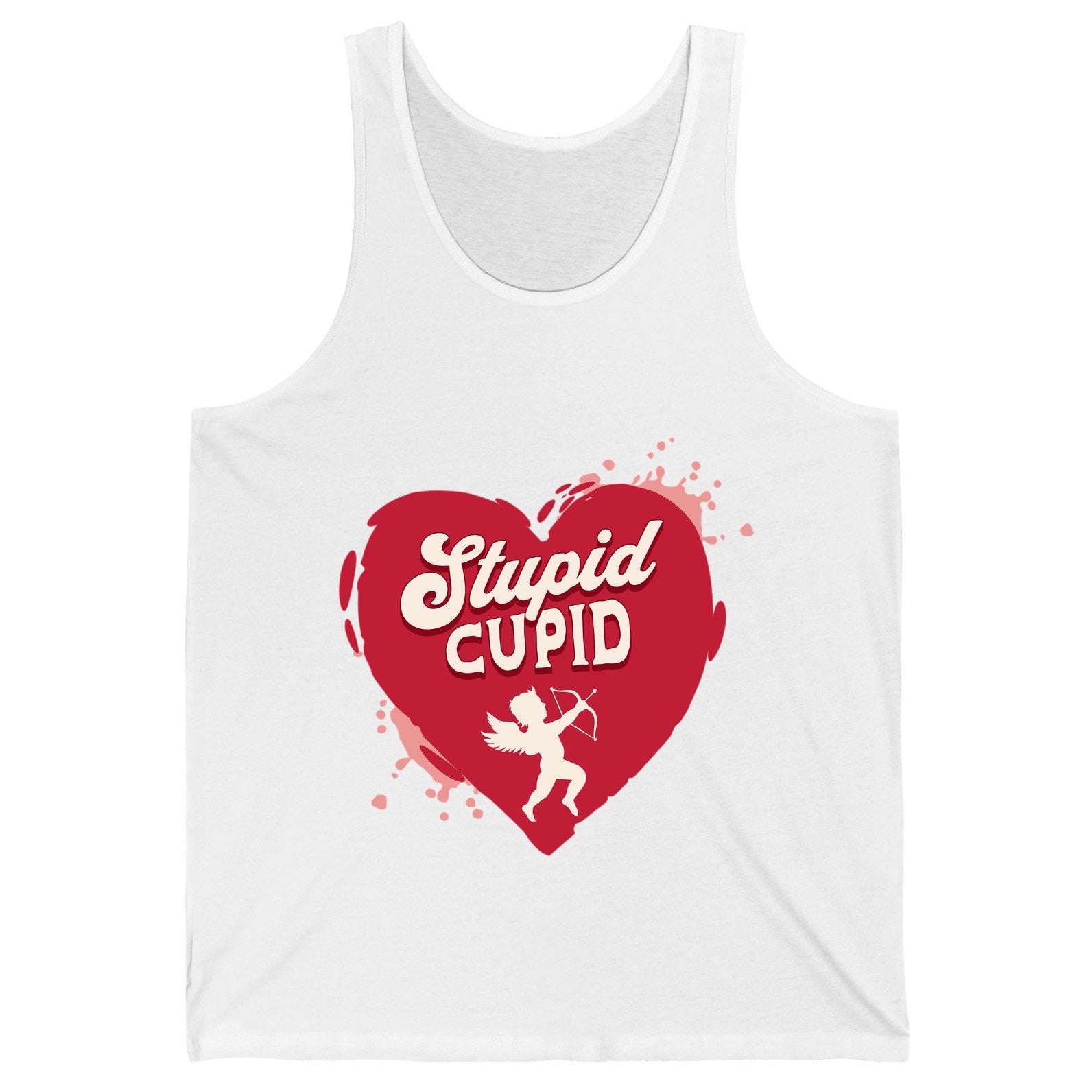 Stupid Cupid anti-Valentine's Day Tank Top White product mockup