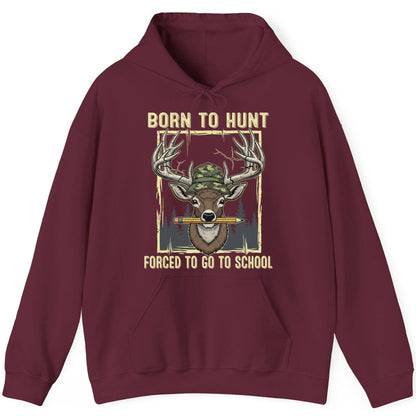 Born to Hunt Forced to Go to School hunting Hoodie Maroon product mockup