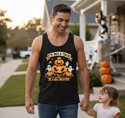 It's Not a Trick I'm Going to Be a Big Brother Halloween pregnancy announcement Tank Top Black lifestyle mockup