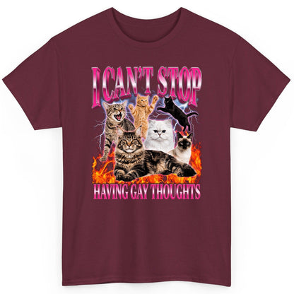 I Can't Stop Having Gay Thoughts cats T-Shirt Maroon product mockup