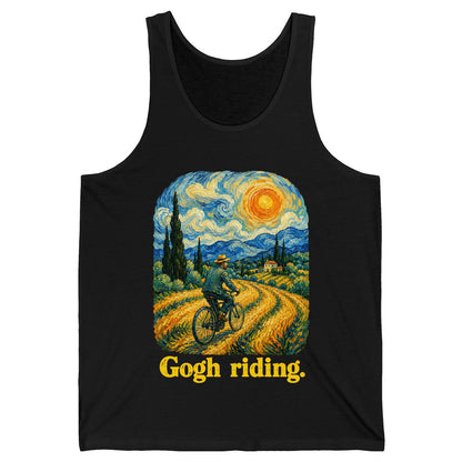 Gogh Riding van gogh parody Tank Top Black product mockup