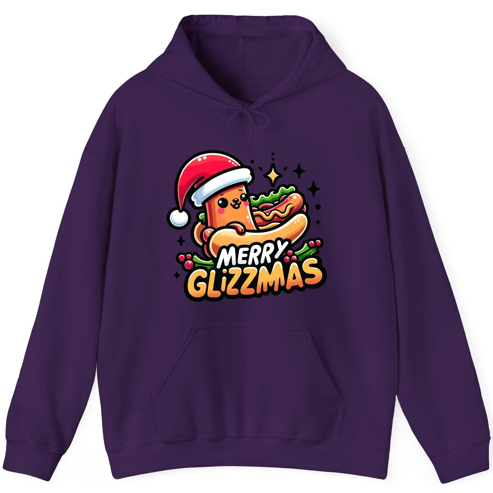Merry Glizzmas hot dog Hoodie Purple product mockup