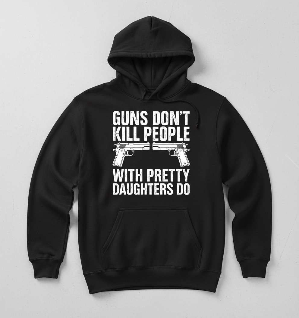 Guns Don't Kill People Dads With Pretty Daughters Do Funny Hoodie - Black