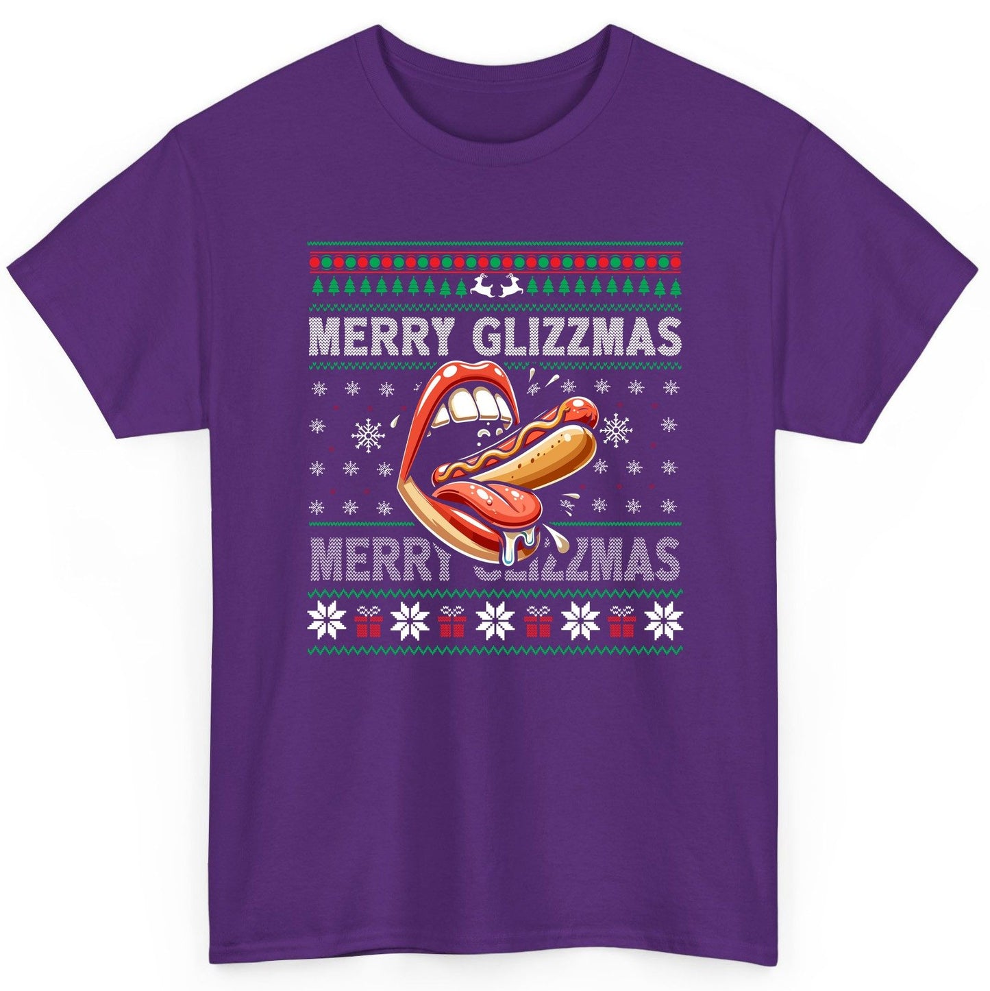 Merry Glizzzmas hot dog T-Shirt Purple product mockup