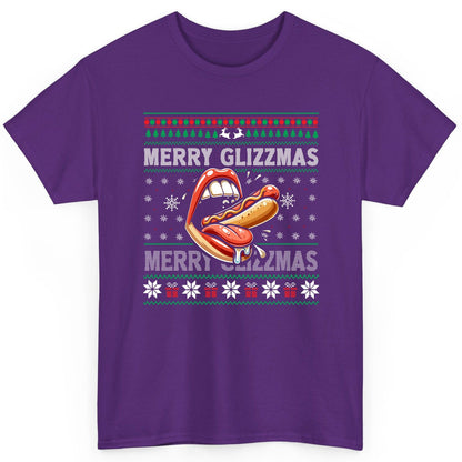 Merry Glizzzmas hot dog T-Shirt Purple product mockup