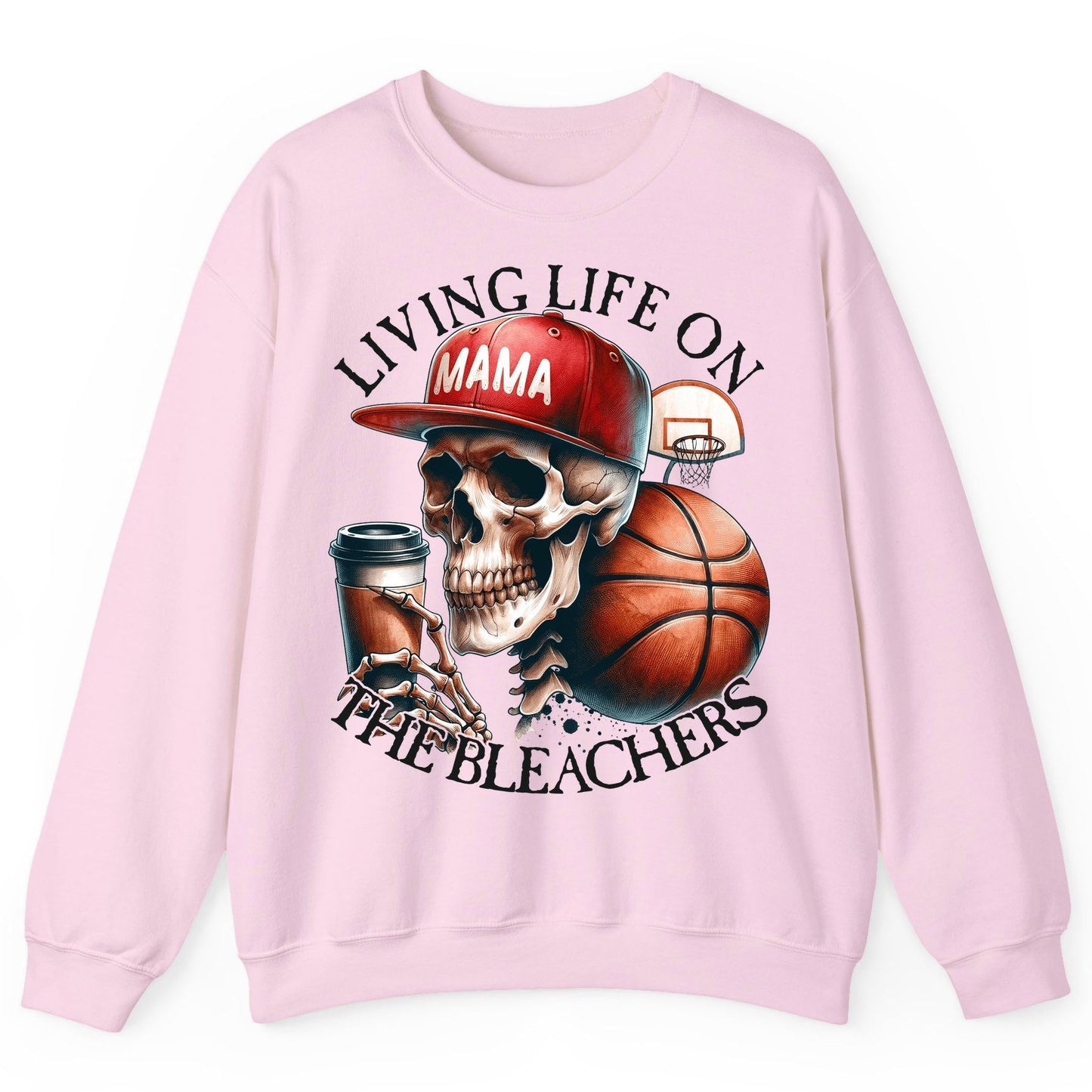 Living Life on the Bleachers Mama basketball mom Sweatshirt Light Pink product mockup
