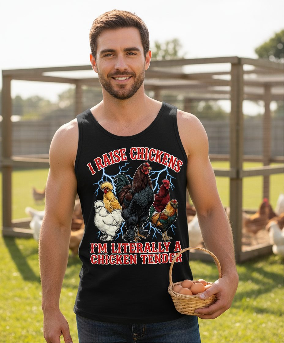 I Raise Chickens I'm Literally a Chicken Tender chickens Tank Top Black lifestyle mockup
