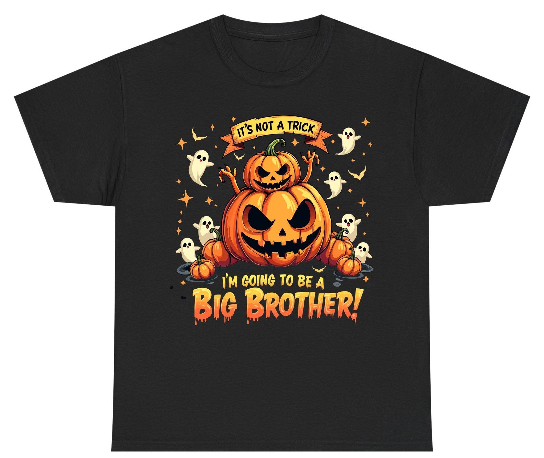 It's Not a Trick I'm Going to Be a Big Brother! Halloween big brother announcement Youth T-Shirt Black product mockup