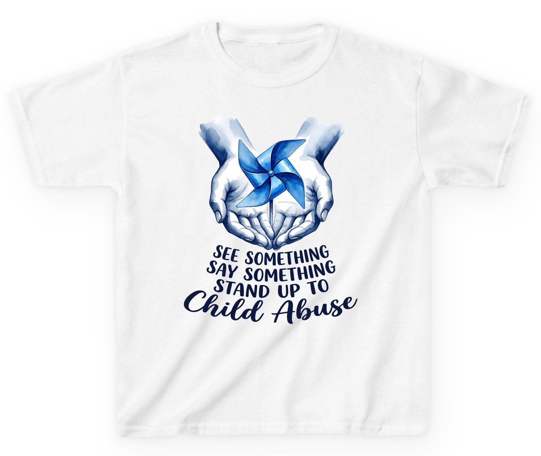 SEE Something SAY Something STAND UP TO Child Abuse Youth T-Shirt - product mockup - White