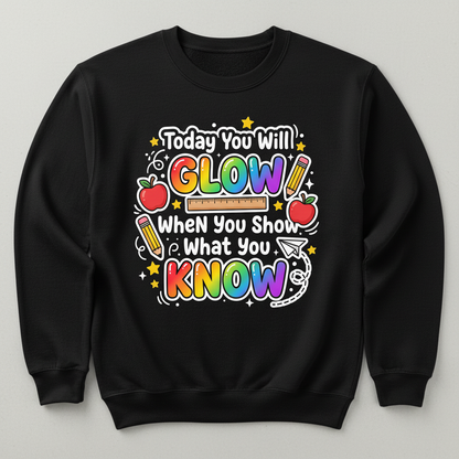 Today You Will Glow Motivational School Quote Sweatshirt - Black
