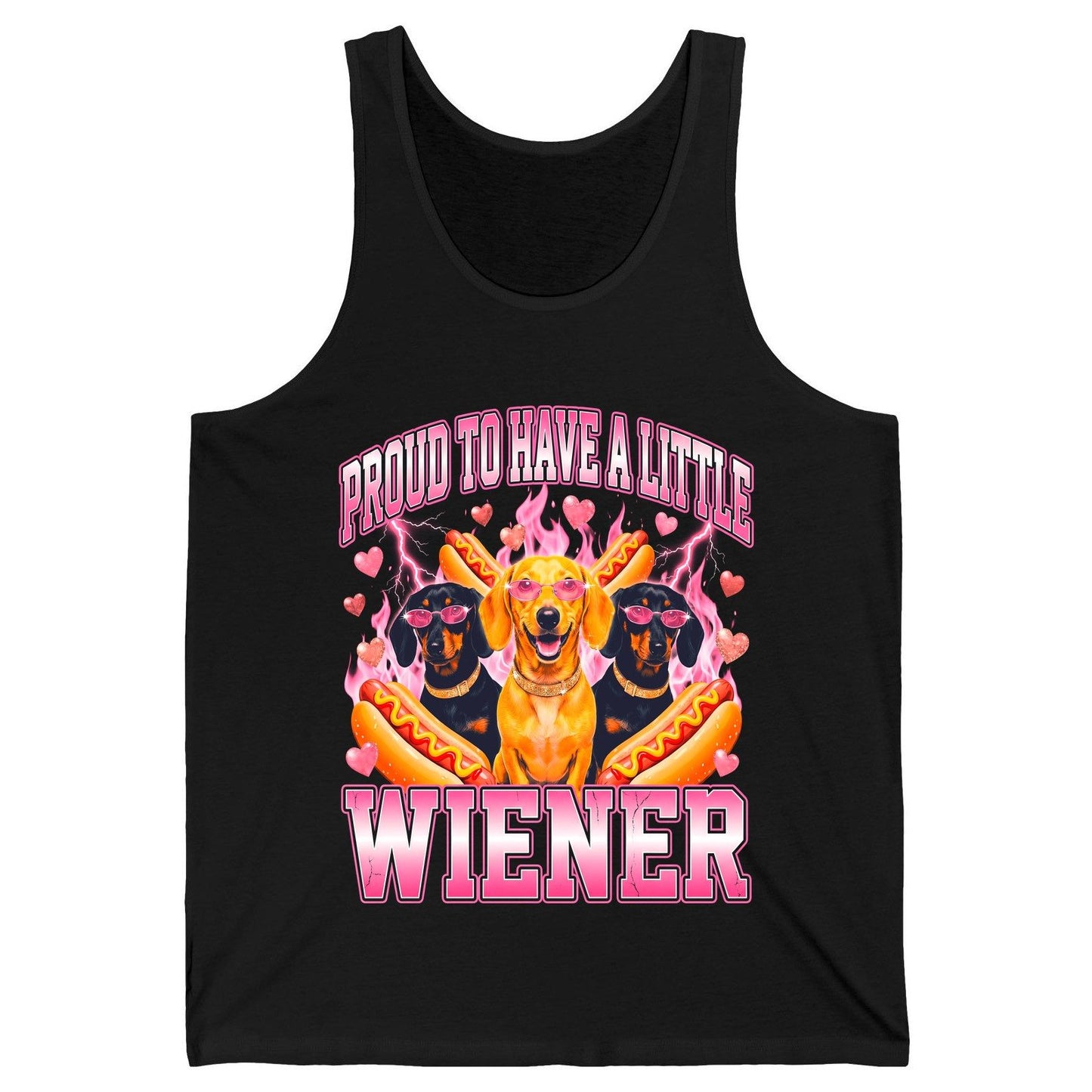 Proud to Have a Little Wiener dachshund Tank Top Black product mockup