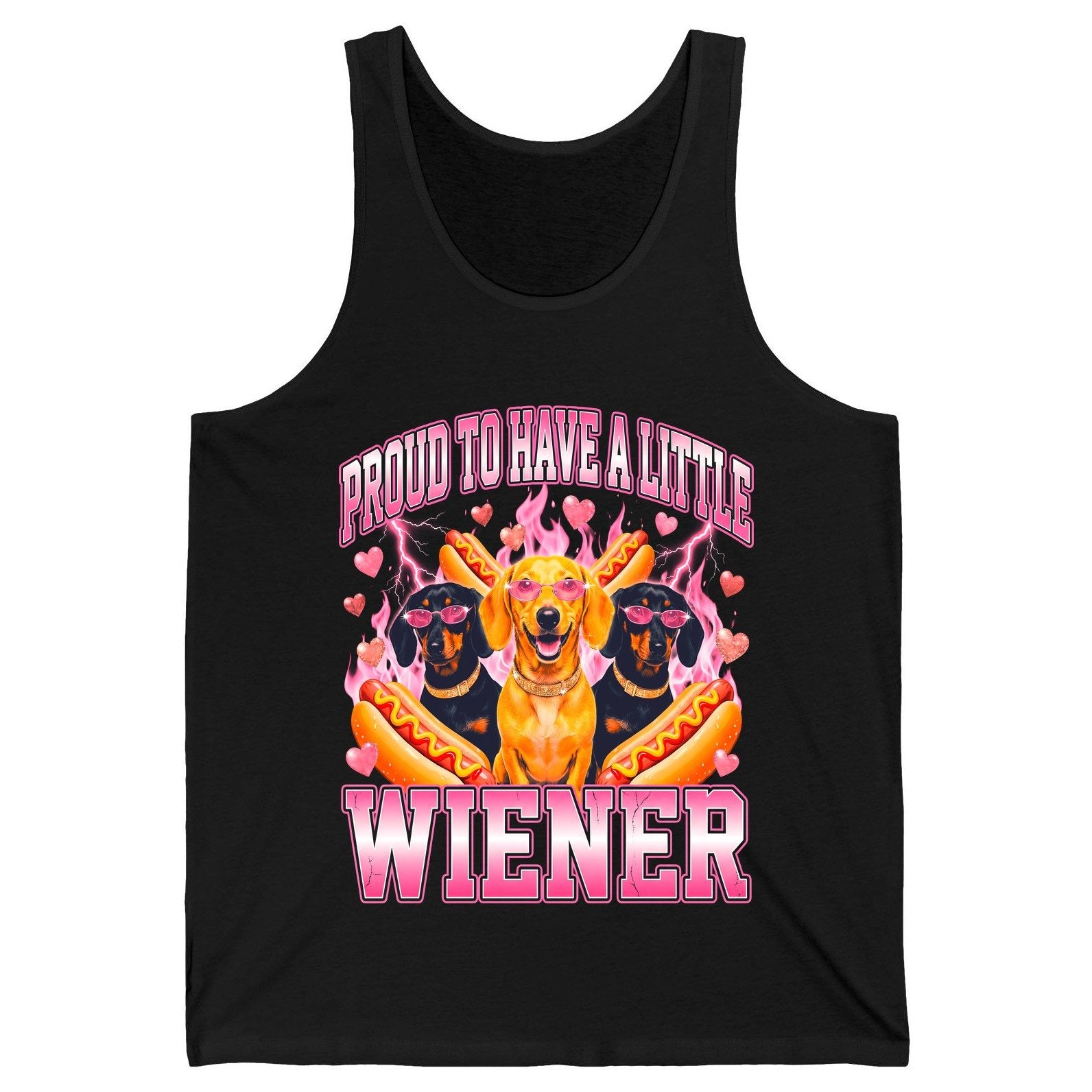 Proud to Have a Little Wiener dachshund Tank Top Black product mockup
