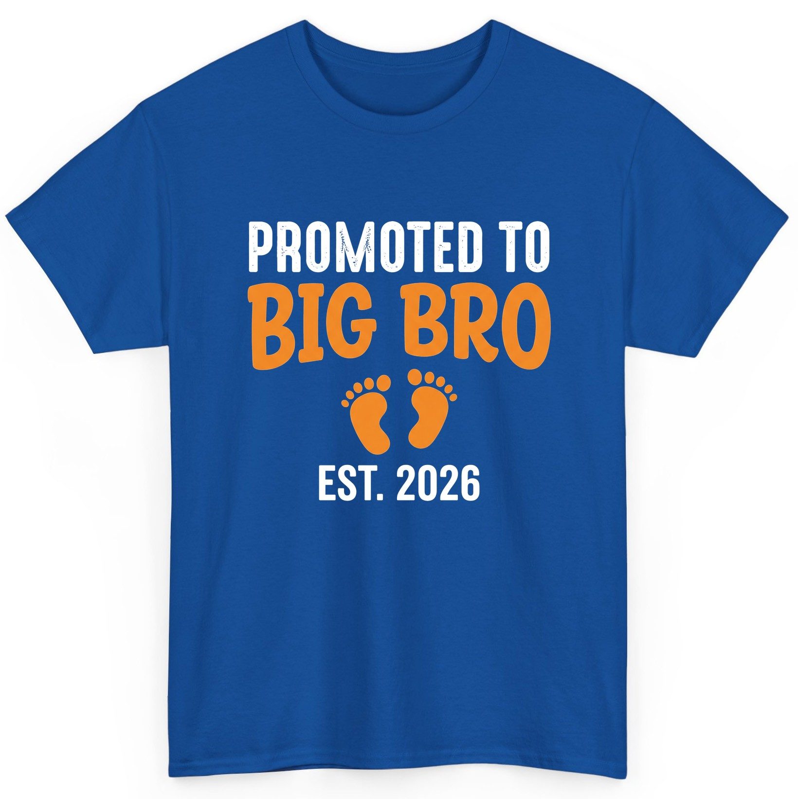 Promoted TO BIG BRO EST 2026 Pregnancy Announcement T-Shirt - product mockup - Royal