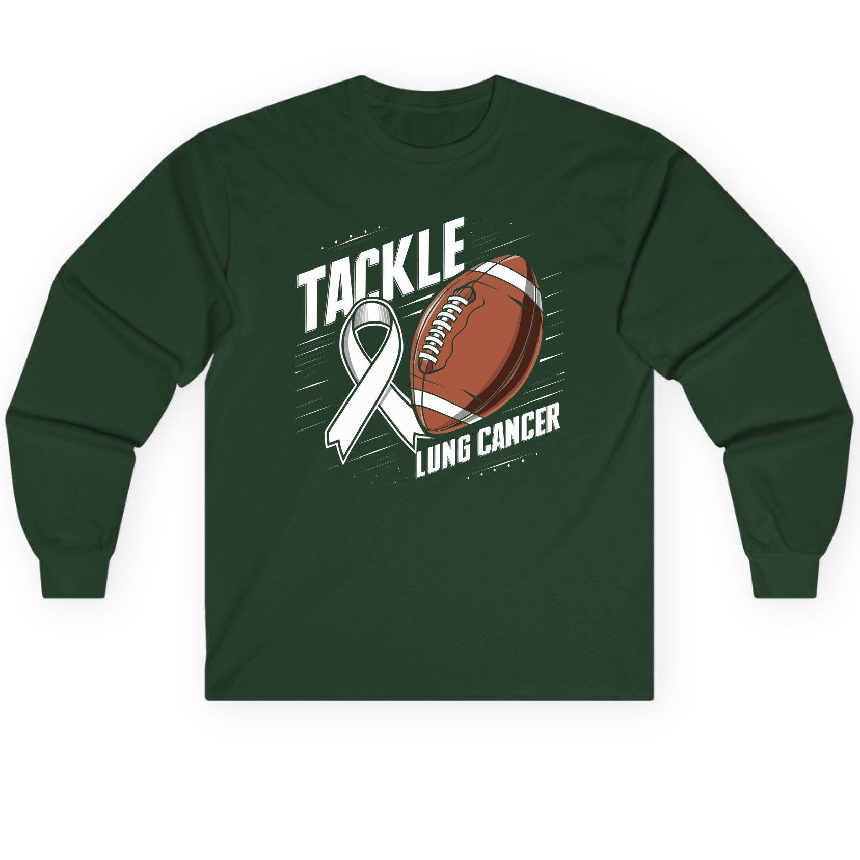 Tackle Lung Cancer lung cancer awareness Long Sleeve Tee Forest Green product mockup