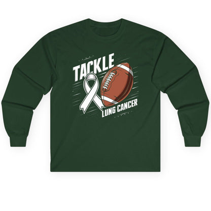 Tackle Lung Cancer lung cancer awareness Long Sleeve Tee Forest Green product mockup