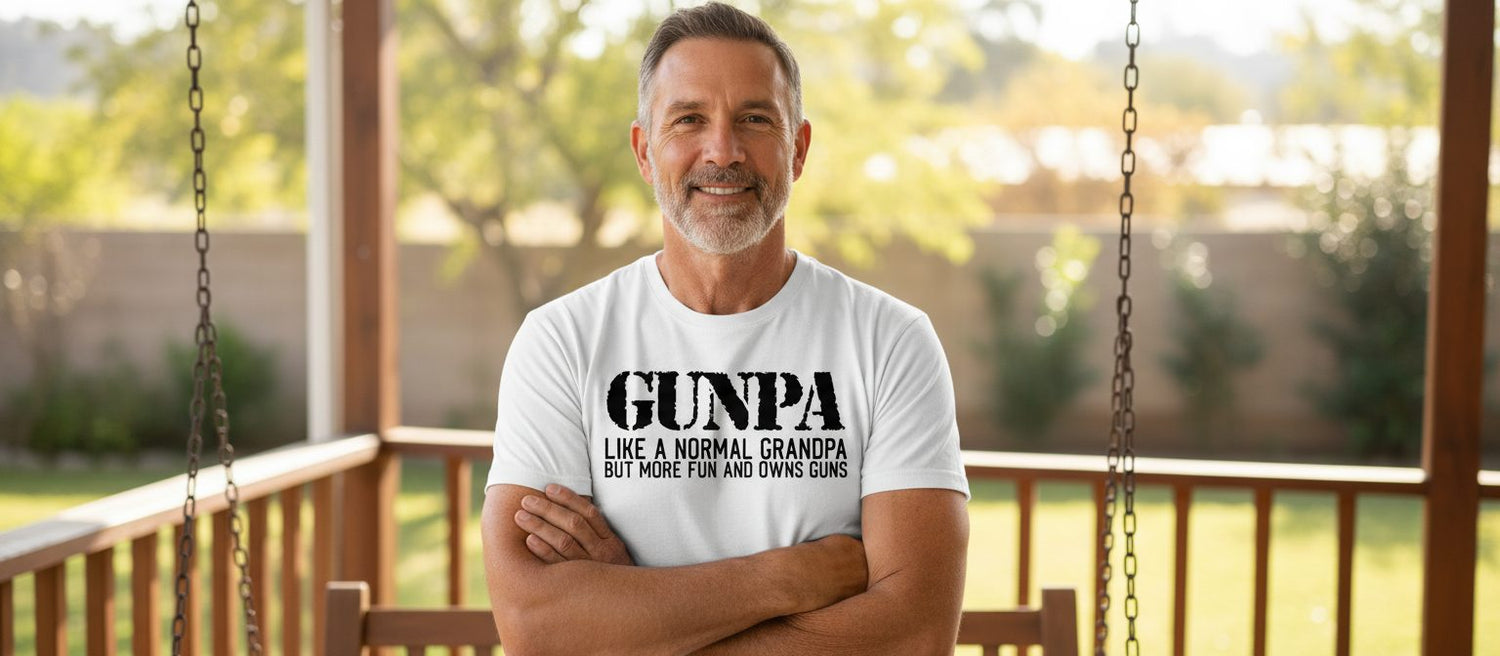 Gunpa Like a Normal Grandpa but More Fun and Owns Guns gun owning grandpa T-Shirt White lifestyle mockup