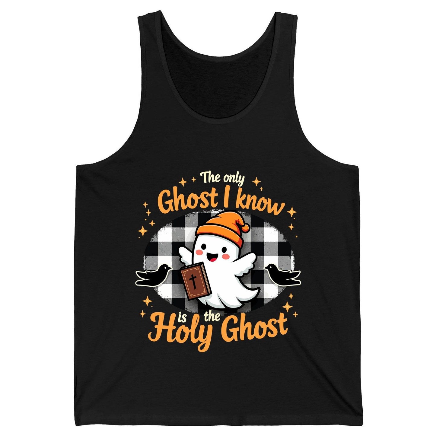 The Only Ghost I Know Is the Holy Ghost christian Halloween Tank Top Black product mockup