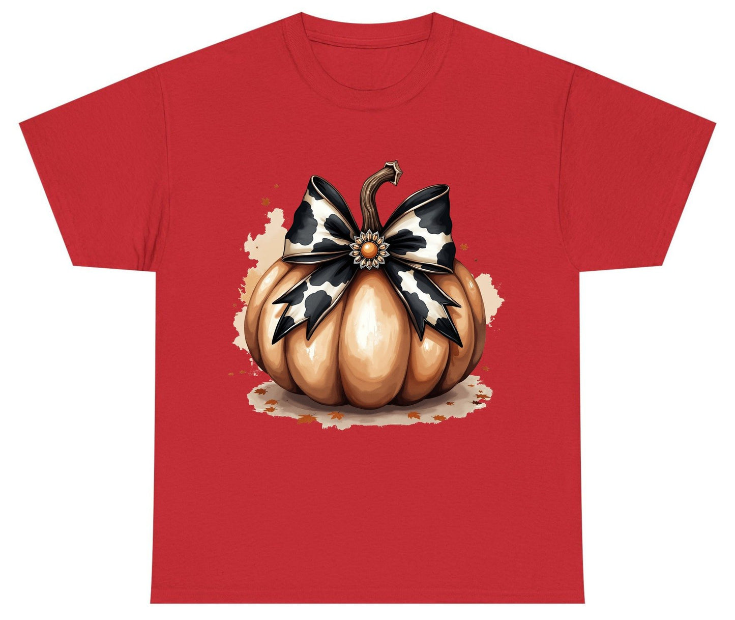 Cow Print Bow Pumpkin pumpkin Youth T-Shirt Red product mockup