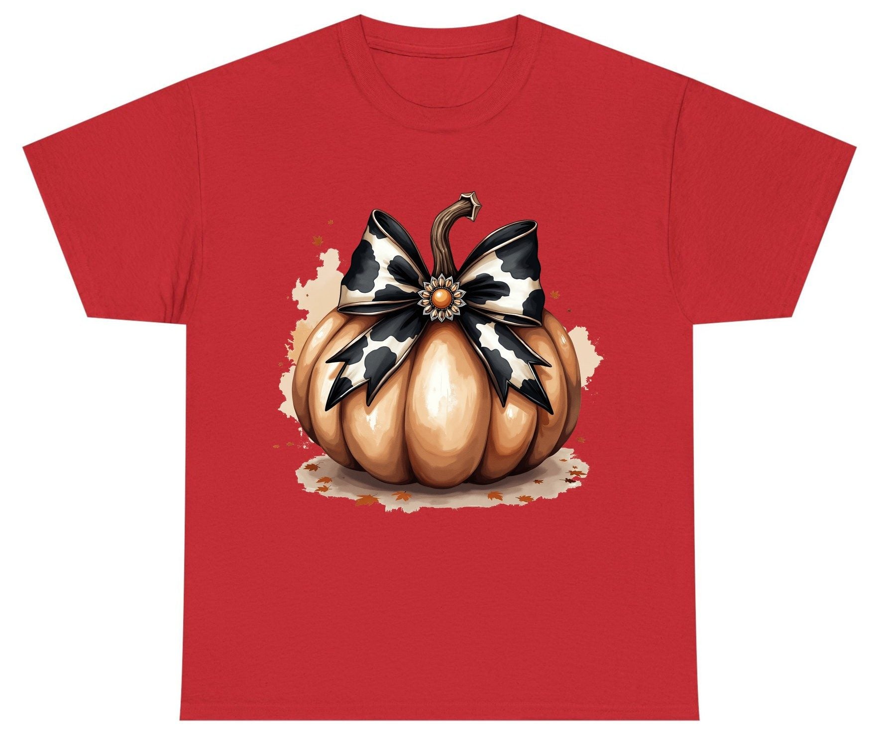 Cow Print Bow Pumpkin pumpkin Youth T-Shirt Red product mockup