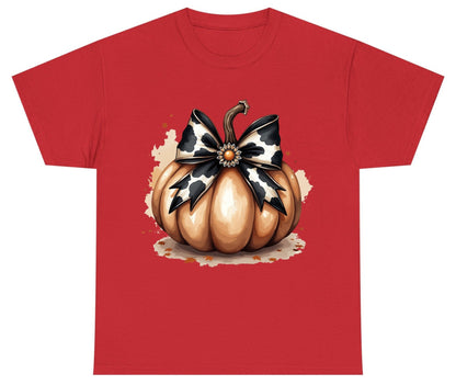 Cow Print Bow Pumpkin pumpkin Youth T-Shirt Red product mockup