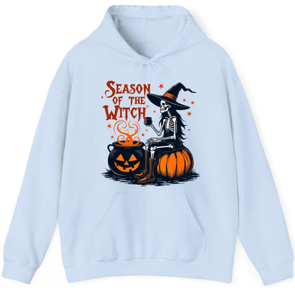 Season of the Witch skeleton witch Hoodie Light Blue product mockup