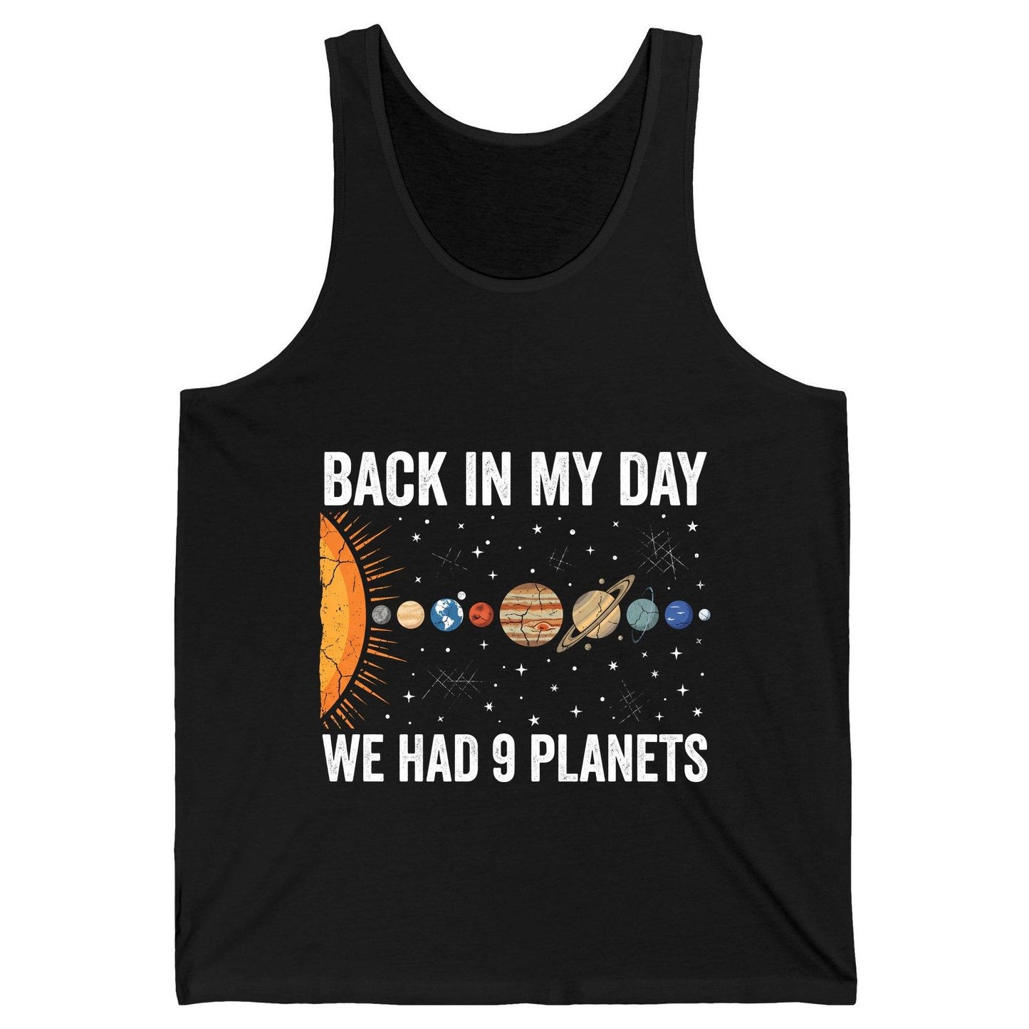 Back in My Day We Had 9 Planets solar system Tank Top Black product mockup