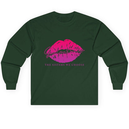 Galentines the Sisters We Choose galentine's day Long Sleeve Tee Forest Green product mockup