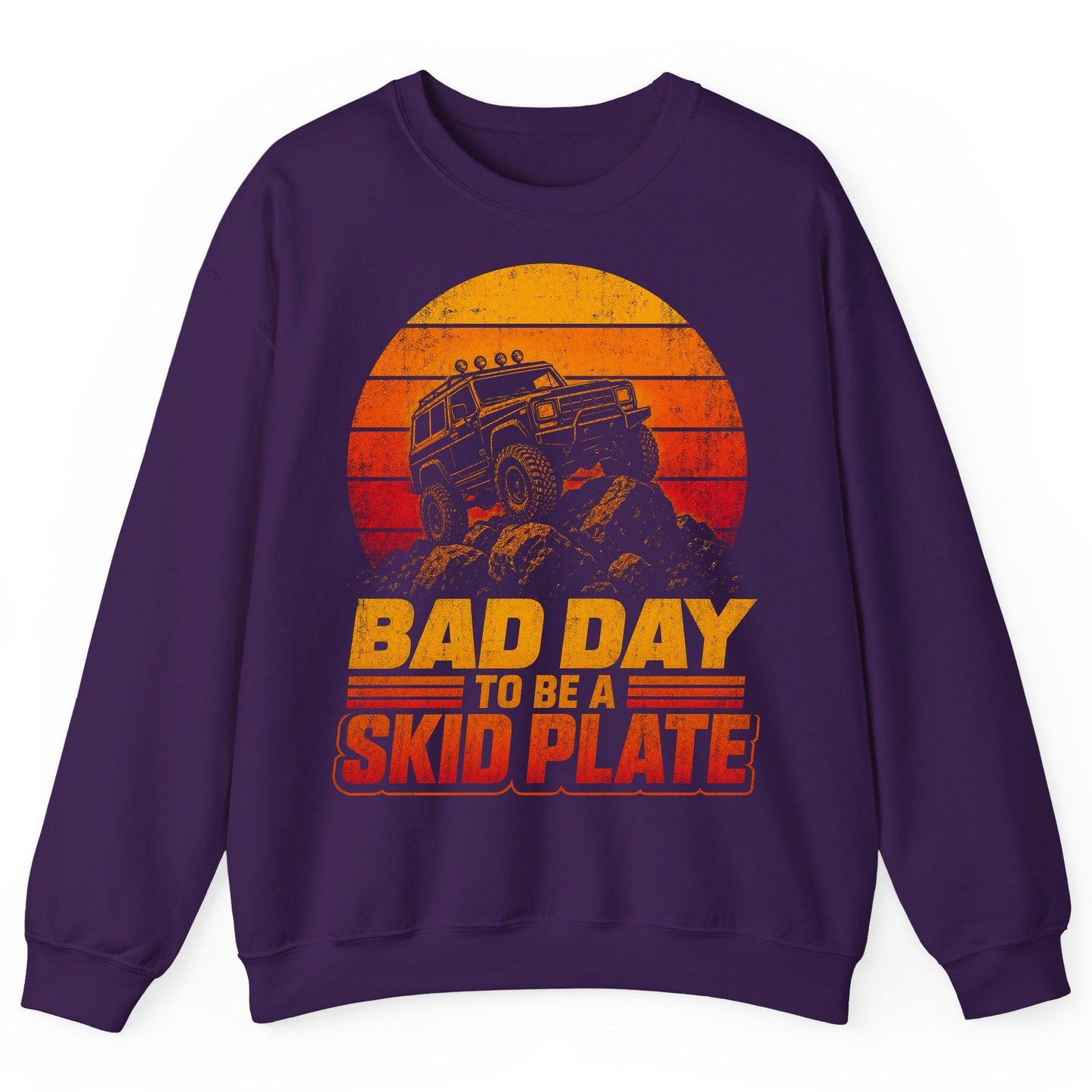 Bad Day to Be a Skid Plate Funny Off-Roading Sweatshirt - product mockup - Purple
