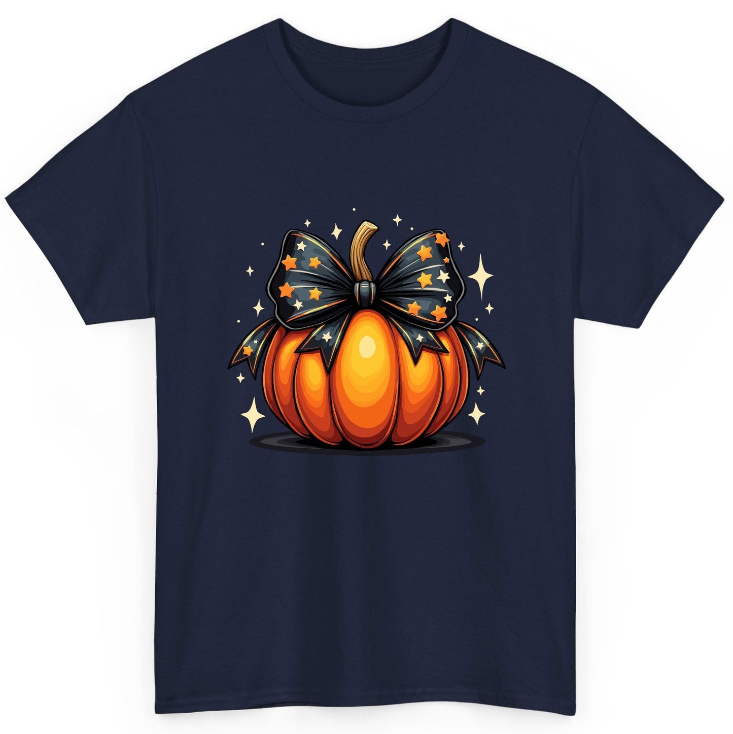 Starry Bow Pumpkin Halloween pumpkin T-Shirt Navy product mockup