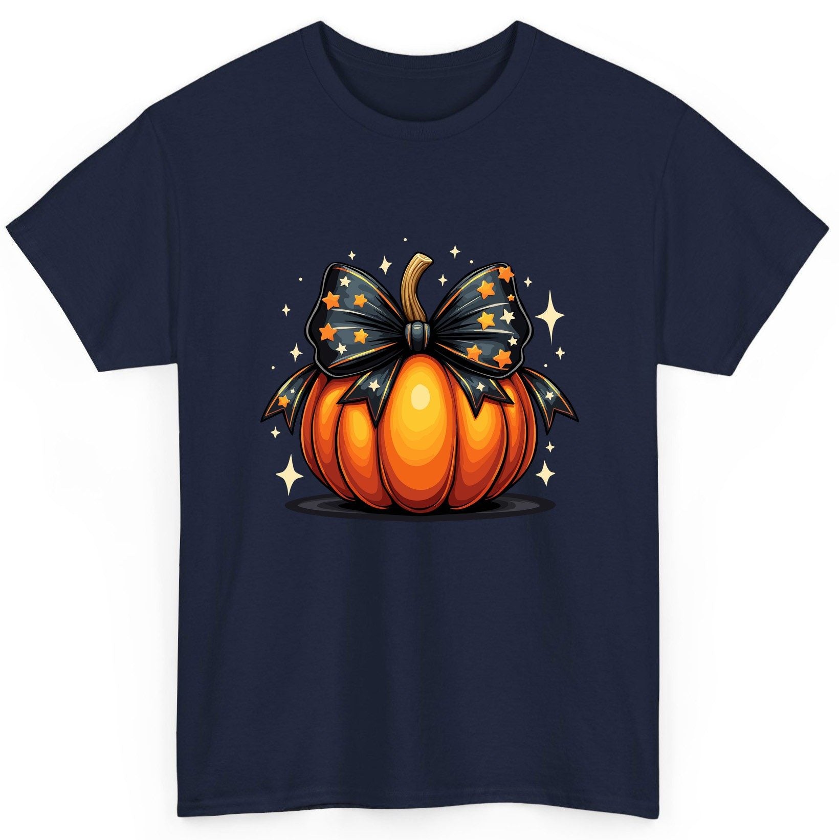 Starry Bow Pumpkin Halloween pumpkin T-Shirt Navy product mockup