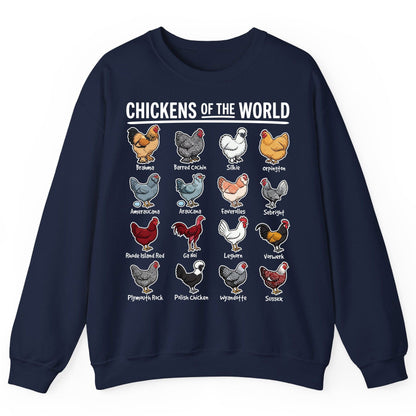 Chickens of the World chicken breeds Sweatshirt Navy product mockup