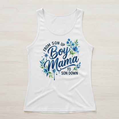 From Son Up Boy Mama to Son Down Moms Tank Top - product mockup - White