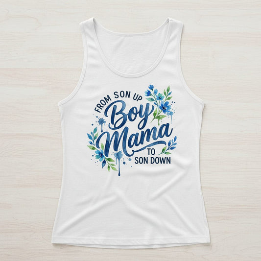 From Son Up Boy Mama to Son Down Moms Tank Top - product mockup - White