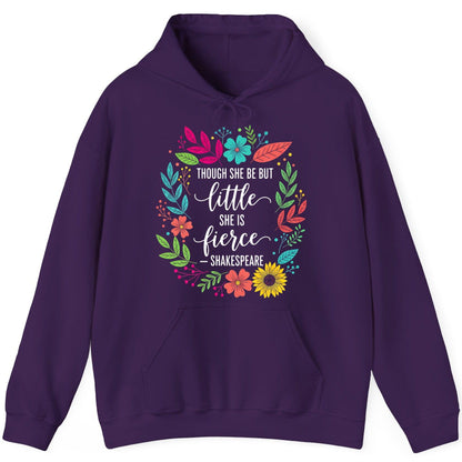 Though She Be but Little She Is Fierce - Shakespeare empowerment Hoodie Purple product mockup