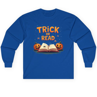 Trick or Read Halloween Long Sleeve Tee Royal product mockup