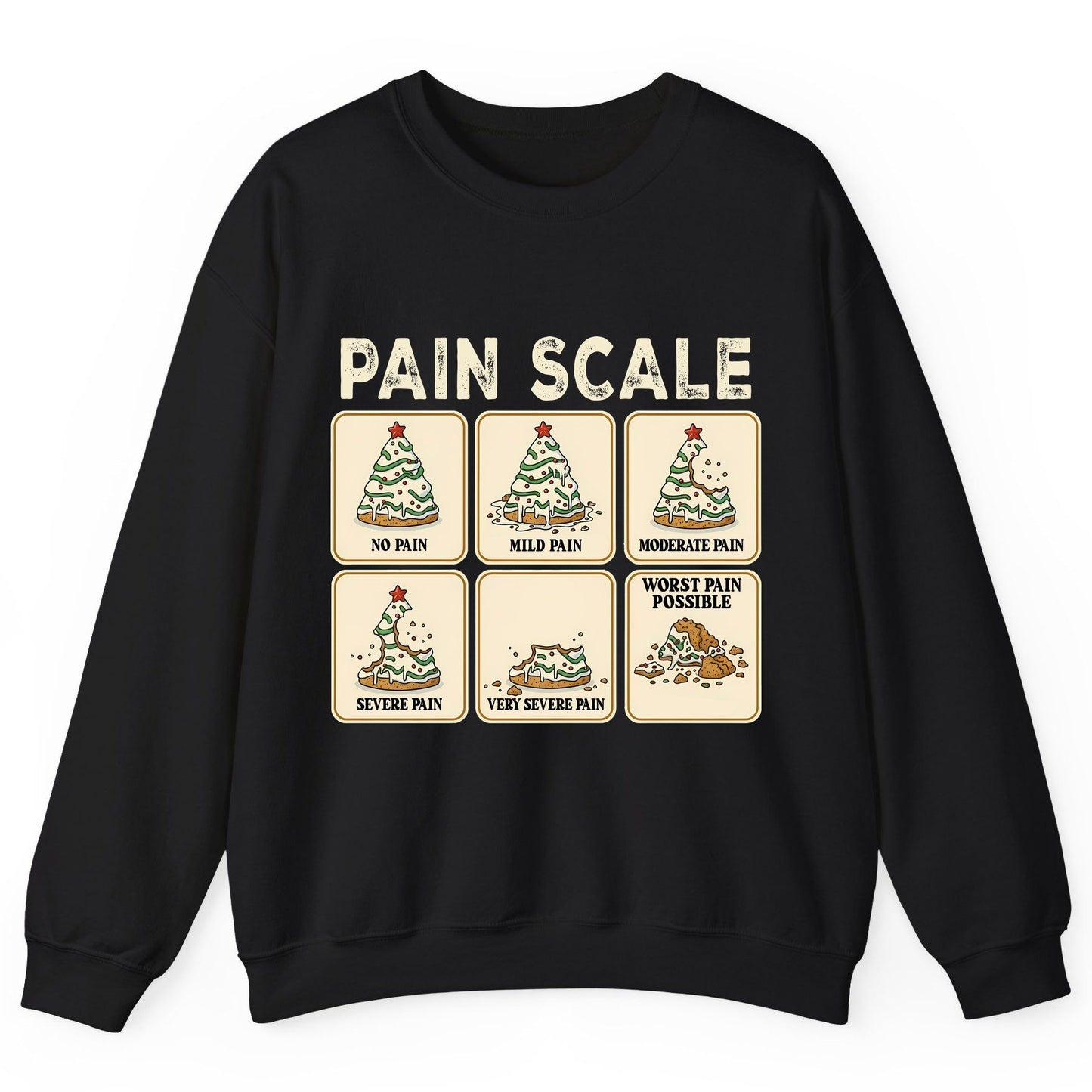 Pain Scale Christmas cookie pain scale Sweatshirt Black product mockup