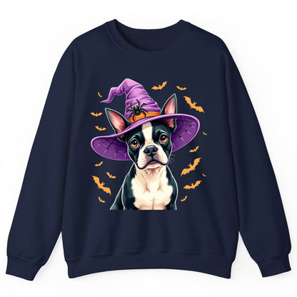 Halloween Boston Terrier Witch boston terrier Sweatshirt Navy product mockup