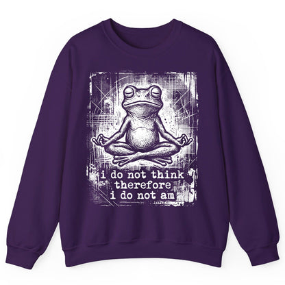 I Do Not Think Therefore I Do Not Am meditating frog Sweatshirt Purple product mockup