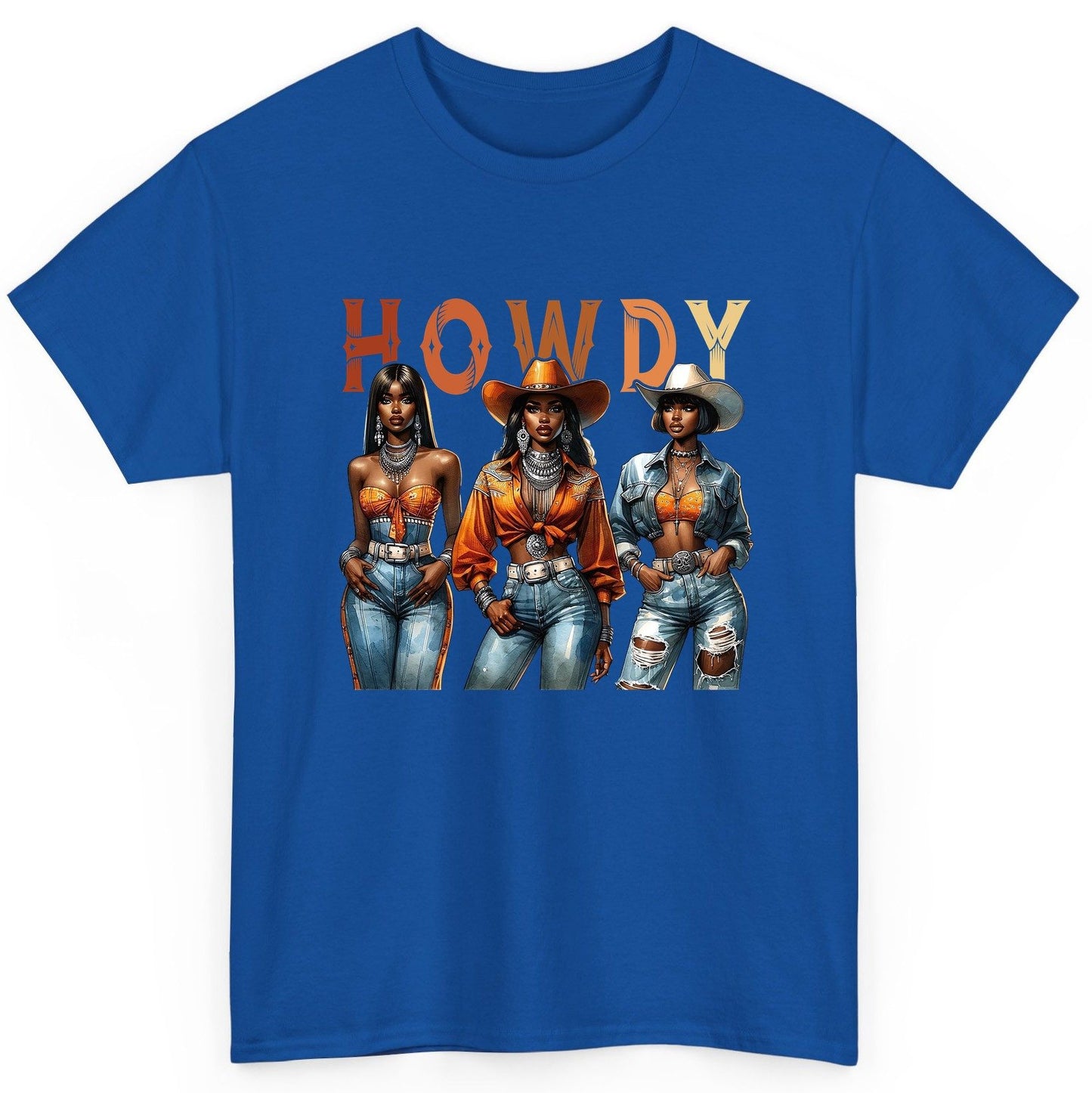 Howdy black cowgirls T-Shirt Royal product mockup