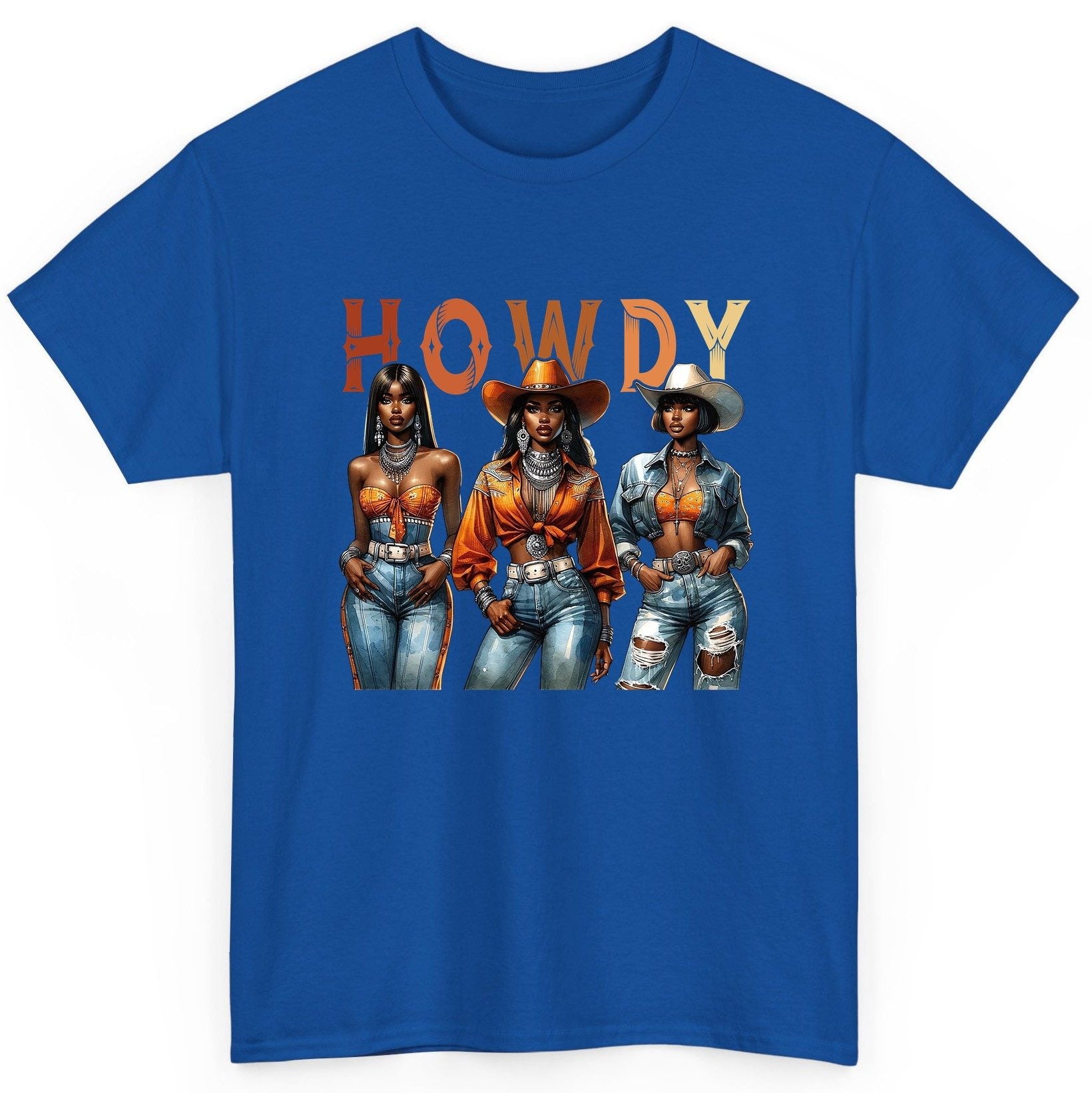Howdy black cowgirls T-Shirt Royal product mockup