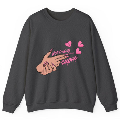 Not Today Cupid anti-Valentine's Day Sweatshirt Dark Heather product mockup