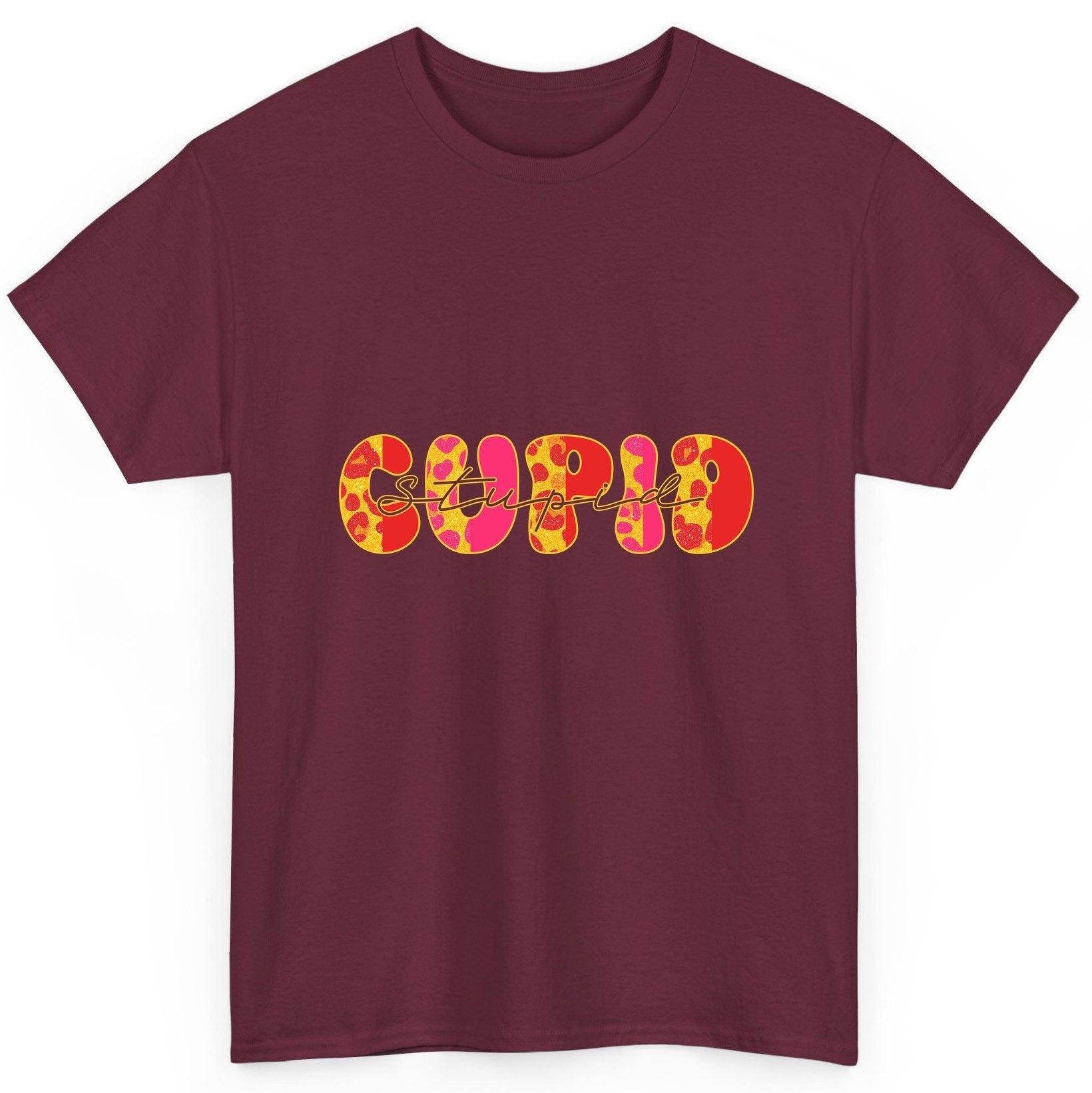 Stupid Cupid anti-Valentine's Day T-Shirt Maroon product mockup