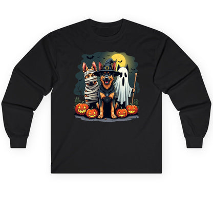 Halloween Dogs in Costumes Halloween dogs Long Sleeve Tee Black product mockup