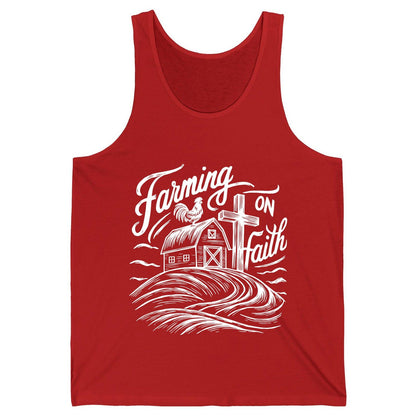 Farming on Faith christian farming Tank Top Red product mockup