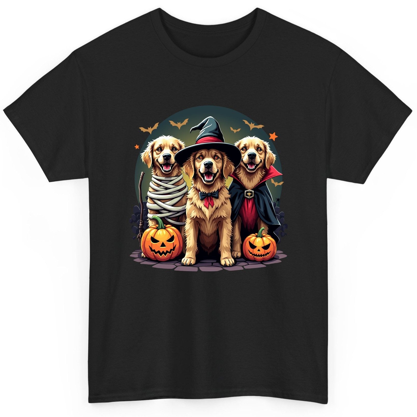 Golden Retriever Halloween Trio golden retriever T-Shirt Black product mockup