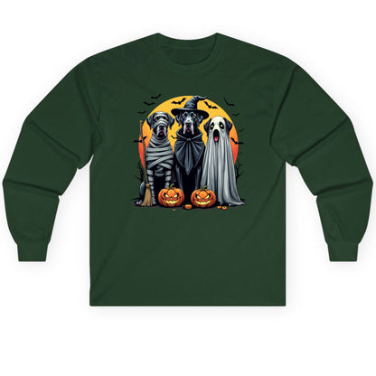 Halloween Dogs in Costumes Halloween dogs Long Sleeve Tee Forest Green product mockup